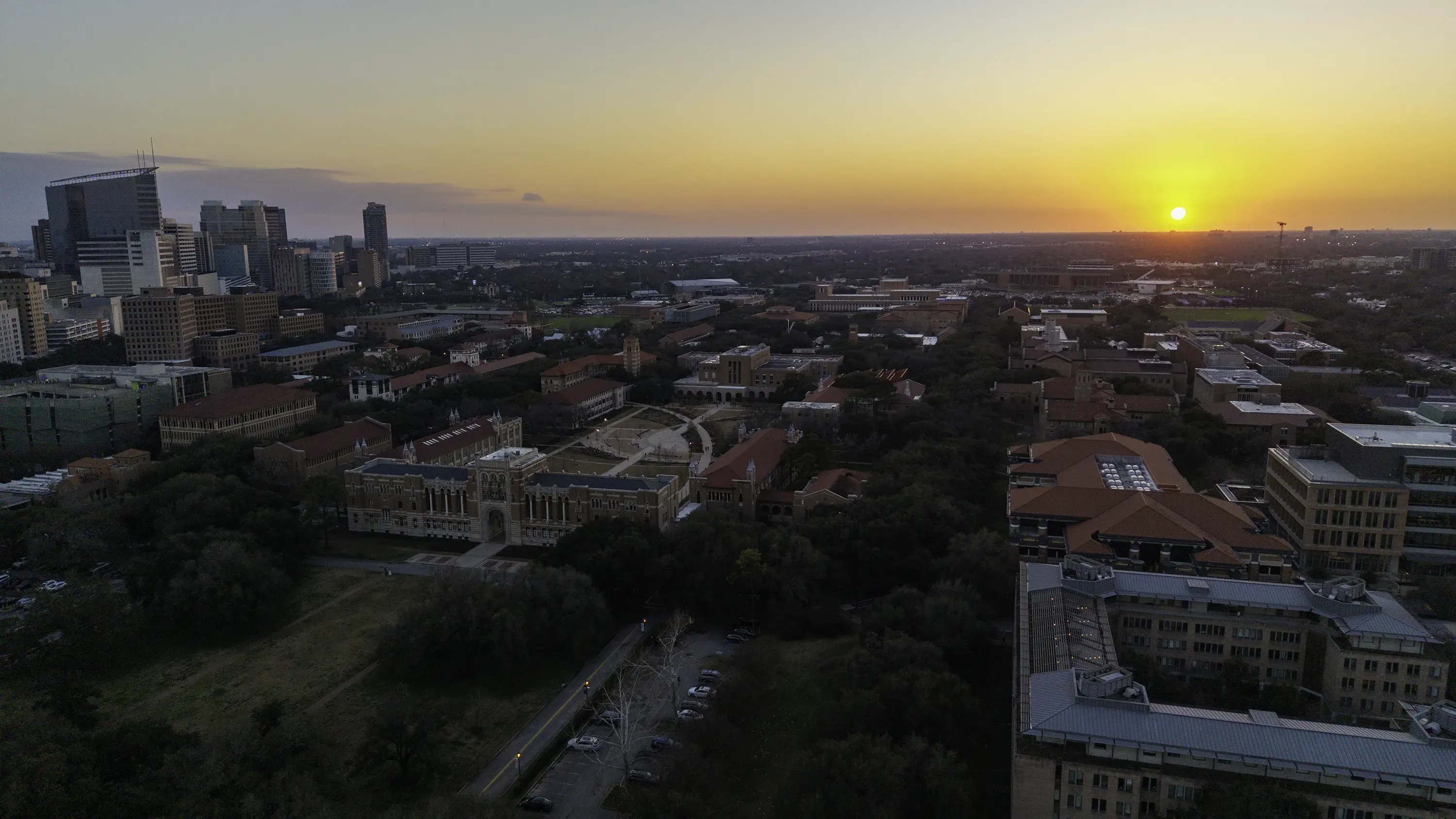 Aerial view of Rice University campus
